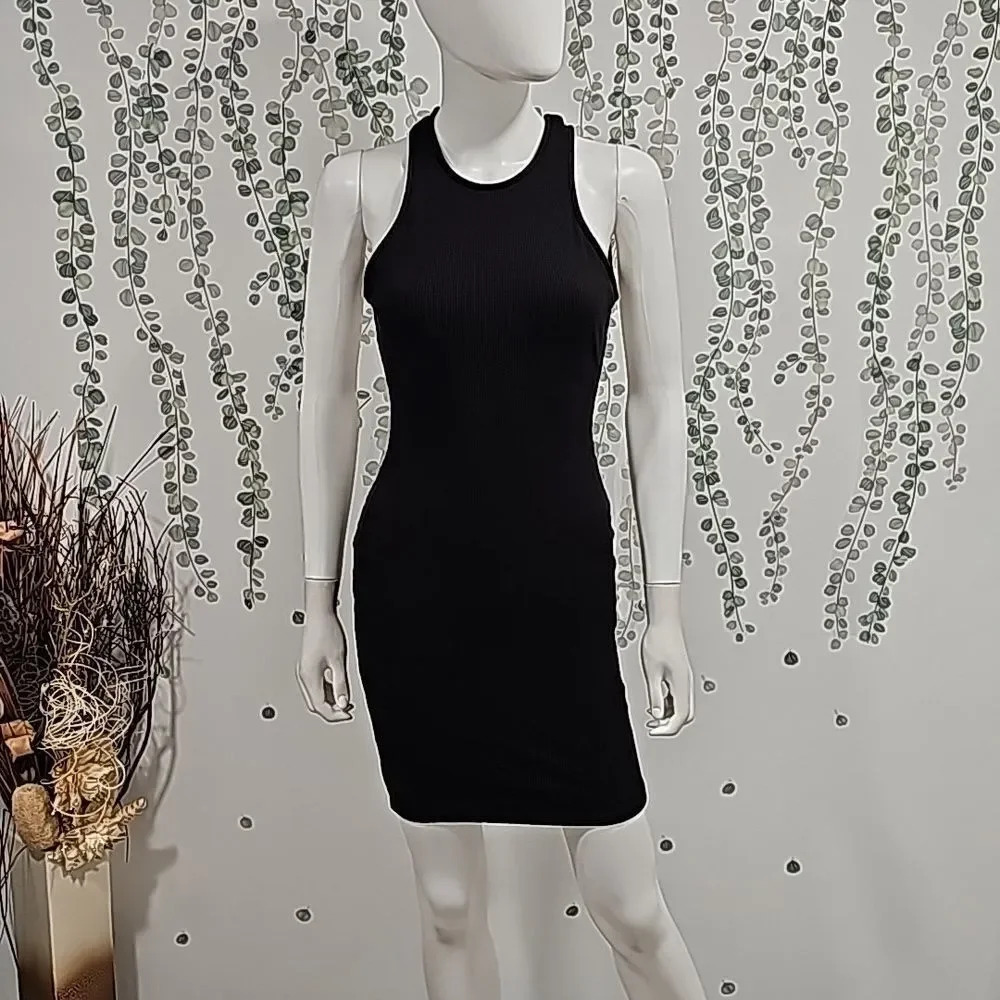 NWOT Lulu's Favorite Idea Black Ribbed Backless Bodycon Mini Dress - Picture 3 of 10